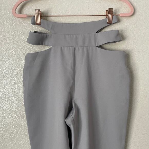 Camila‎ Coelho Pants Womens XS Gray Cecile Cut Out Cropped High Rise Straight - Picture 5 of 10